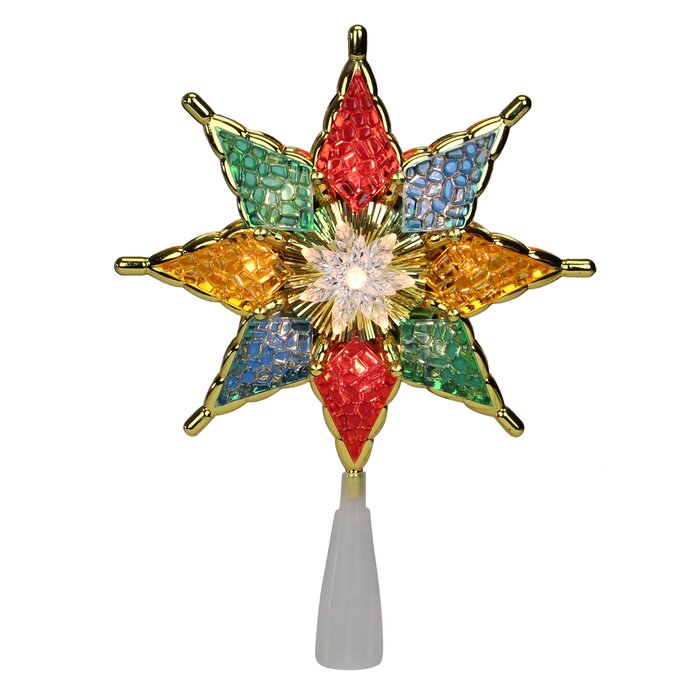 8" Multi-Color Crystal 8-Point Star Christmas Tree Topper EE1052