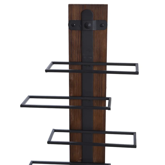 8 Bottle Wall Mounted Wine Bottle Rack in Brown/Black