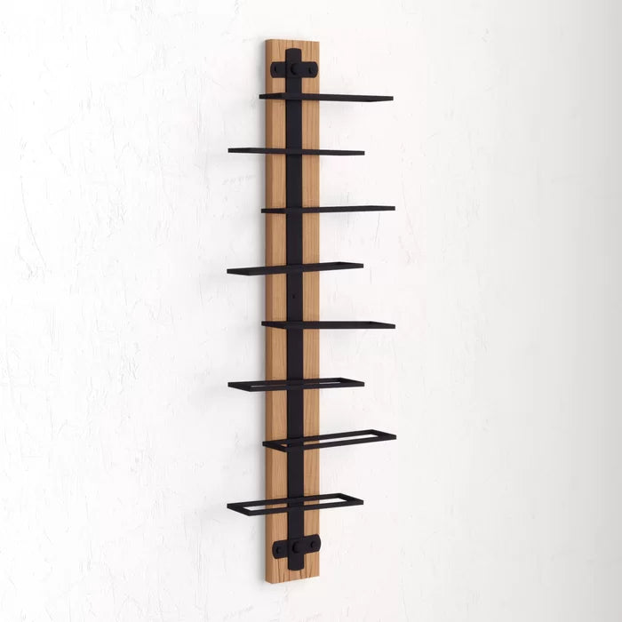 8 Bottle Wall Mounted Wine Bottle Rack in Brown/Black