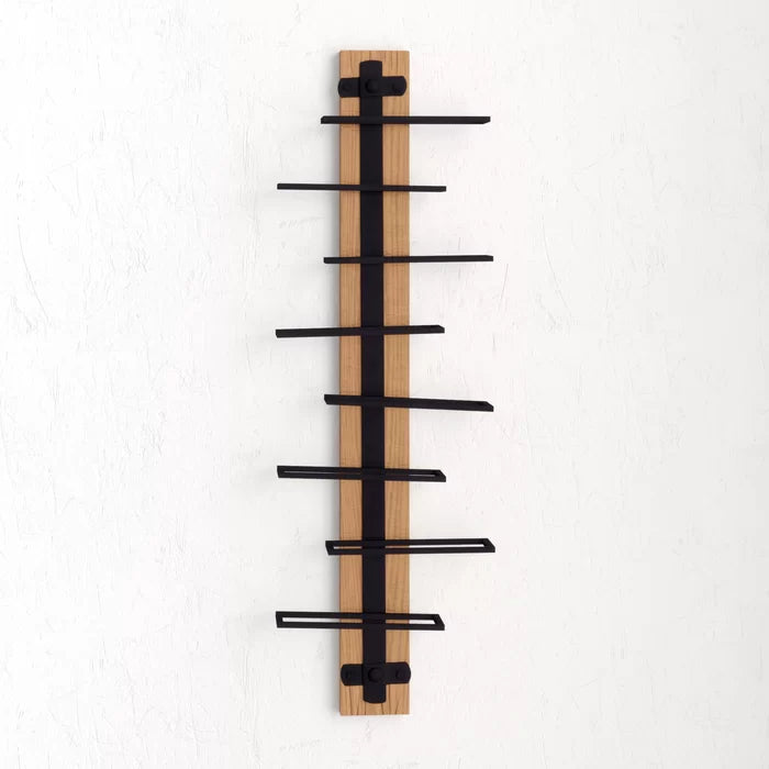 8 Bottle Wall Mounted Wine Bottle Rack in Brown/Black