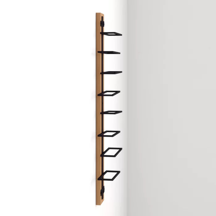 8 Bottle Wall Mounted Wine Bottle Rack in Brown/Black