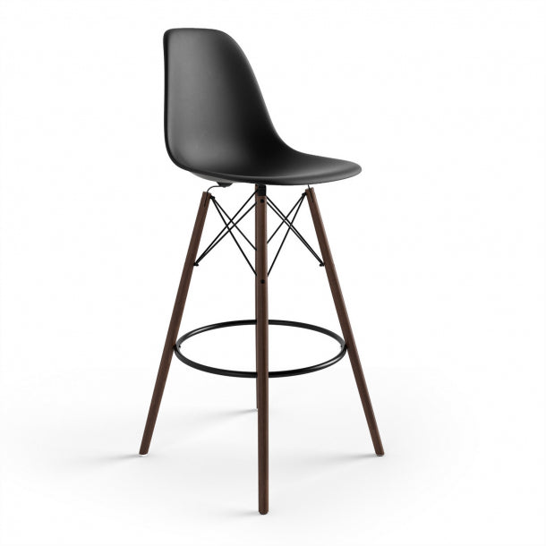 2pc set paris bar stools-black/walnut