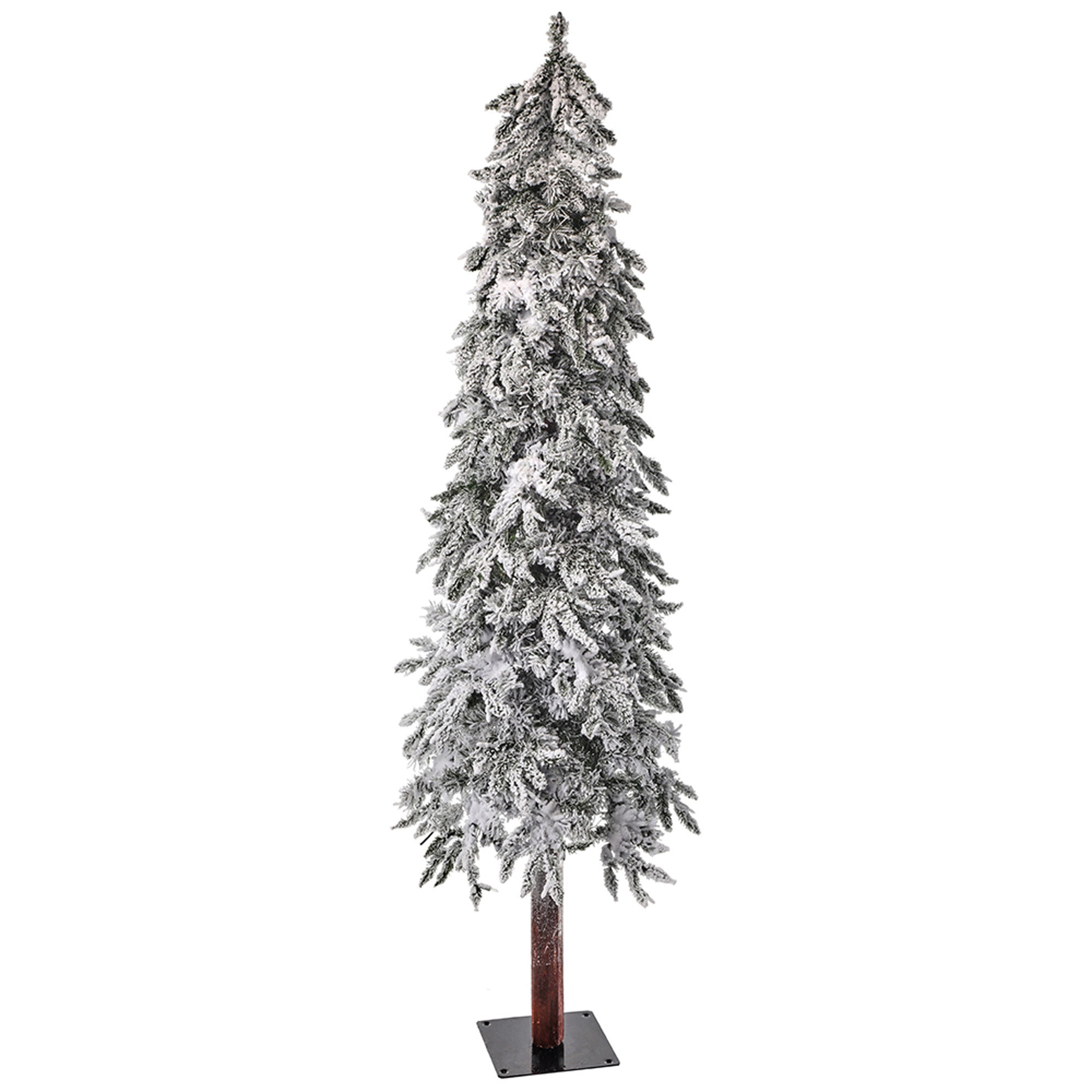 6' White and Green Unique Twinkle Flocked Elk Pass Artificial Alpine Tree