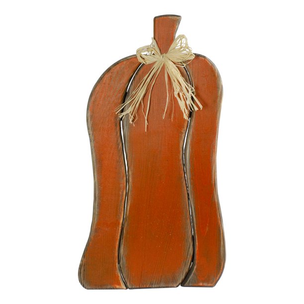 19.5" Orange Harvest Thanksgiving Wooden Pumpkin, (Set of 2)