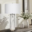 29.75" White Faux Marble Cylinder Table Lamp (AS-IS)  CYB752