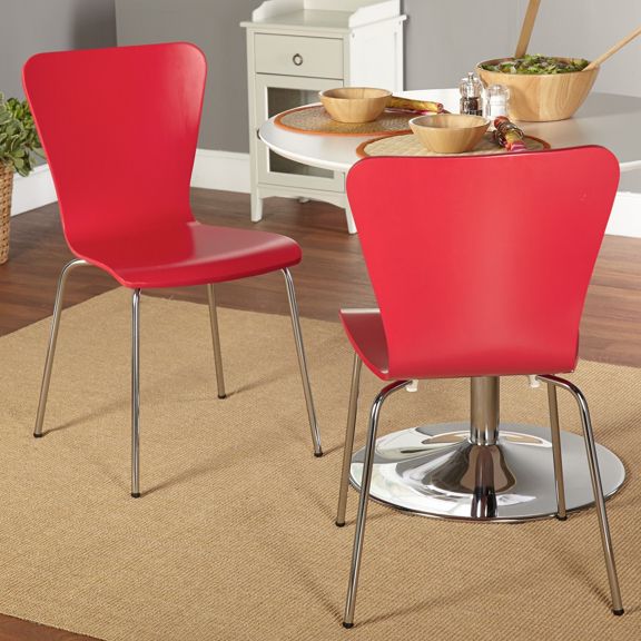 Set of 2 - Pavia Stackable Dining Chair, Red (#318)