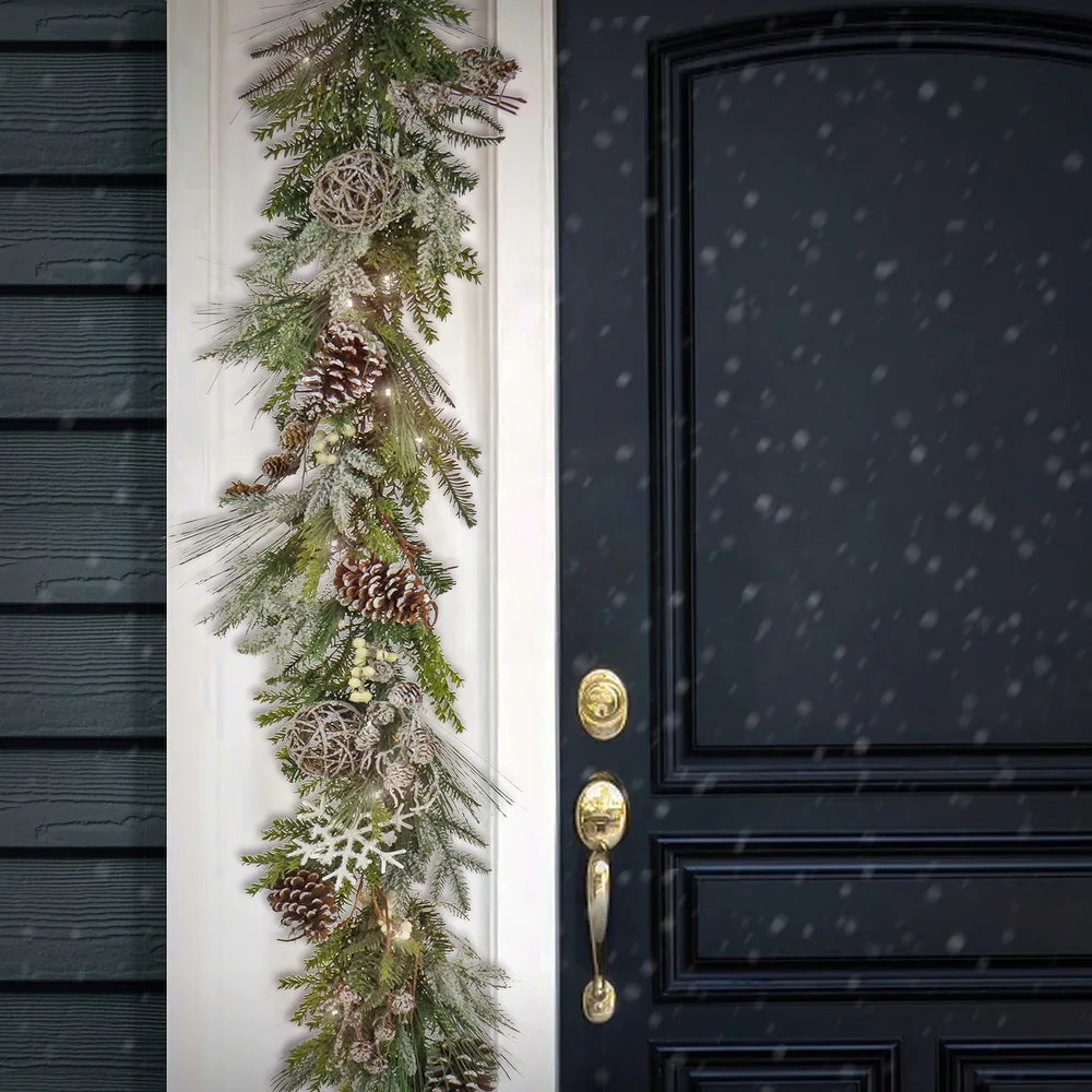 9 ft. HGTV Home Collection Pre-Lit Cozy Winter Garland - Green