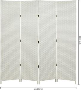 White Folding Wood Room Divider, 4-Panel SHB327