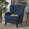 Anikki Tufted Fabric Club Chair, Navy Blue/Dark Brown
