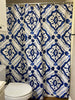 Navy Moroccan Tile Fabric Shower Curtains Bathroom Decor Polyester 72 x 72 with 12 Hooks Mosaic Shower Curtain Fabric Medallion Shower Curtains for Bathroom