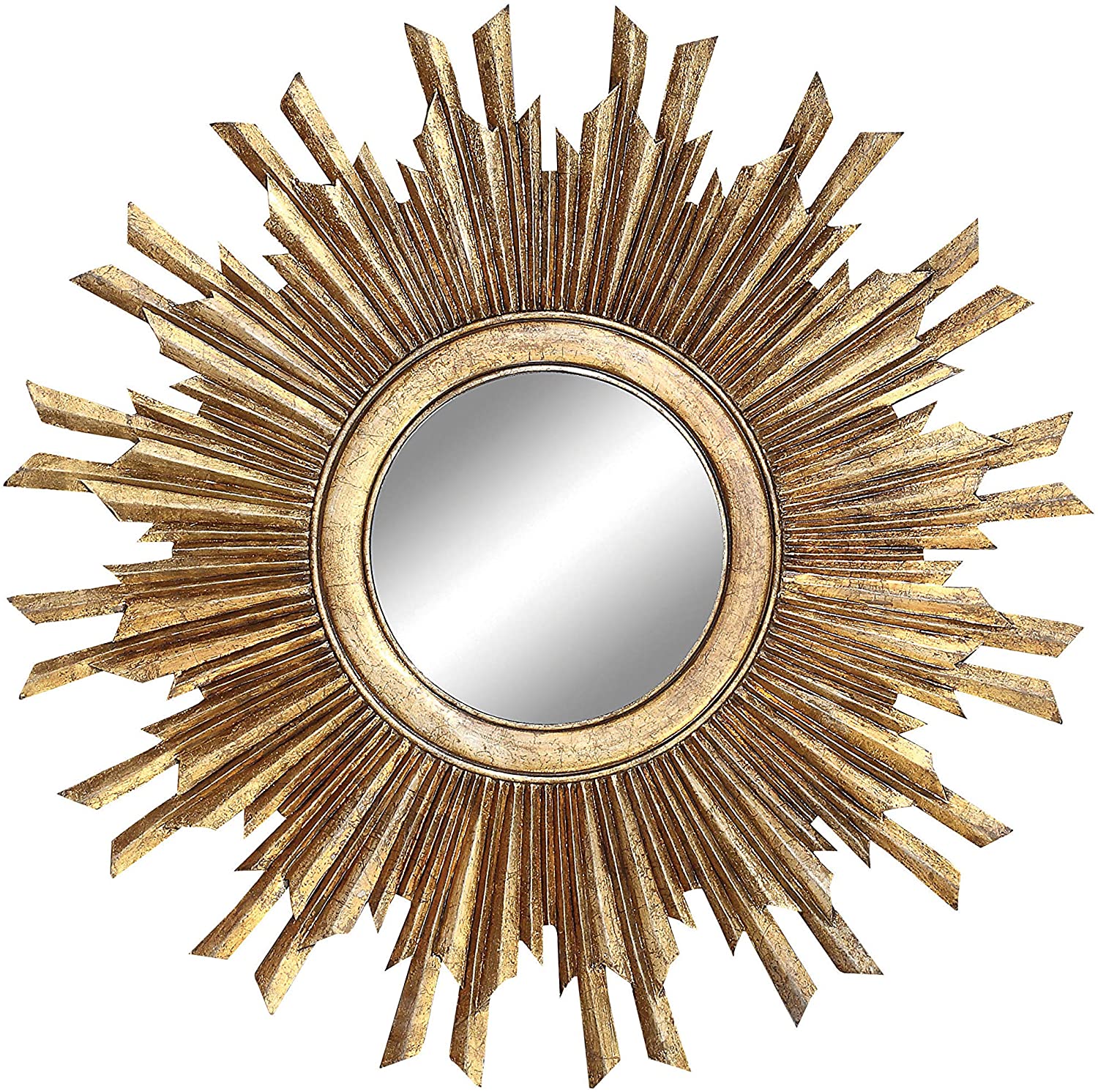 Creative Co-Op Round Sunburst Wall Mirror with Gold Finish pc291