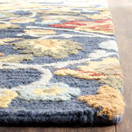 Blossom Collection 2'3" x 4' Navy / Multi Handmade Premium Wool Accent Rug