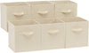 Basics Collapsible Fabric Storage Cubes Organizer with Handles, Beige - Pack of 6