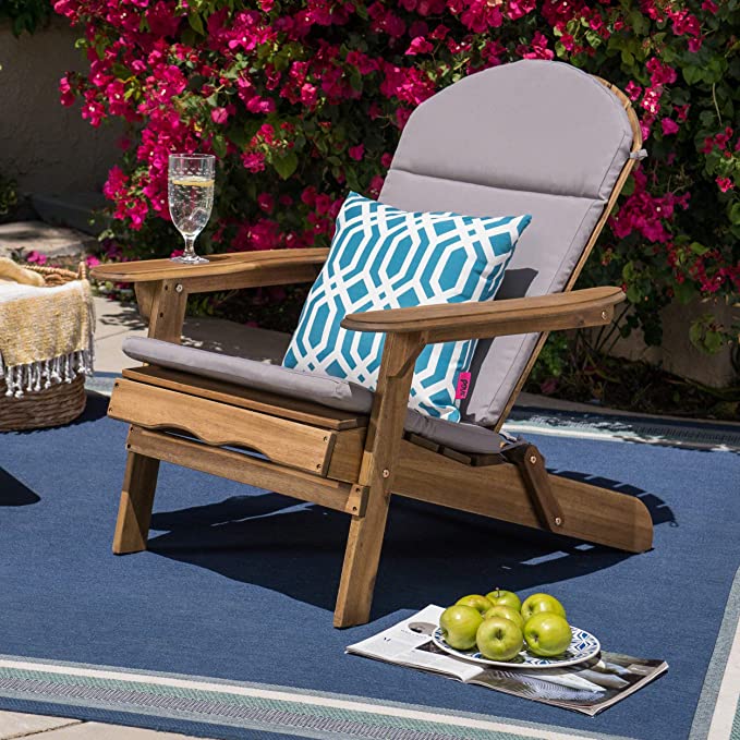 Reed Outdoor Water-Resistant Adirondack Chair Cushion, Gray, (Pack of 2)