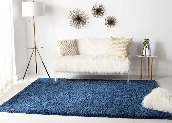 August Shag Collection AUG900N Solid 1.2-inch Thick Accent Rug, 2'3" x 4', Navy