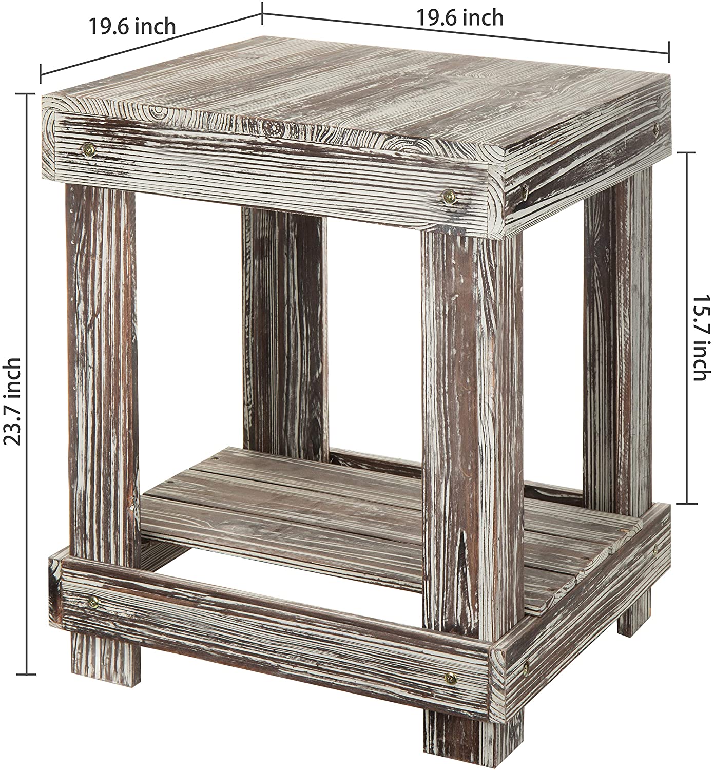 MyGift Rustic Torched Wood 2-Tier Accent End Table (AS IS)