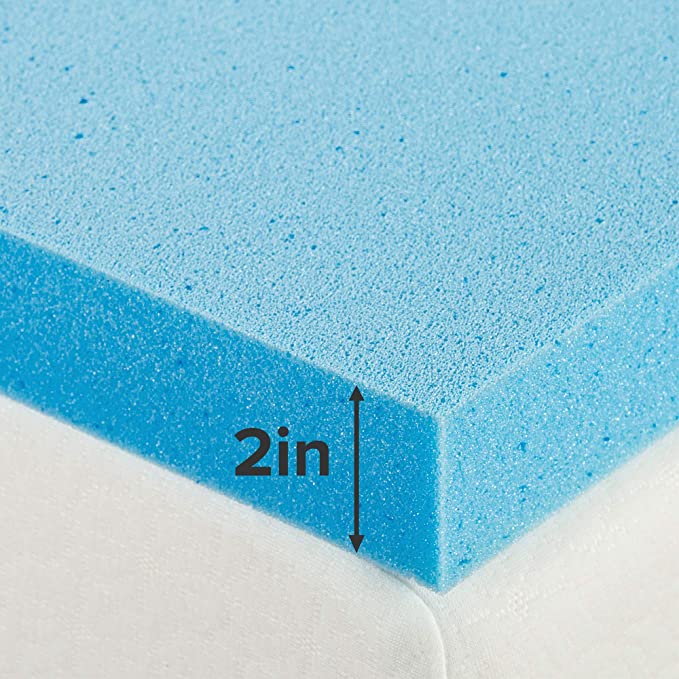 2 Inch Green Tea Cooling Gel Memory Foam Mattress Topper / Cooling Gel Foam / CertiPUR-US Certified, Full