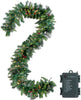 9 Ft Prelit Christmas Garland with 100 Warm White Lights & red berries, Artificial Garland for Christmas Holiday Season Decorations