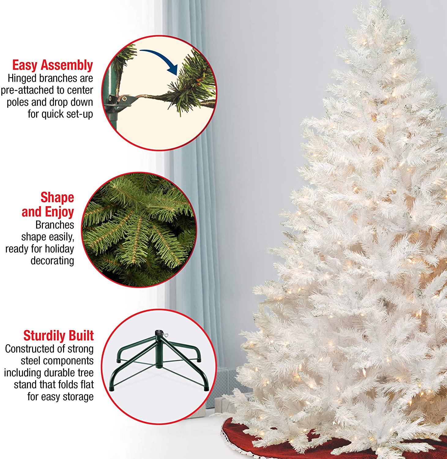 4.5' Glittery White Artificial Fir Christmas Tree with Lights