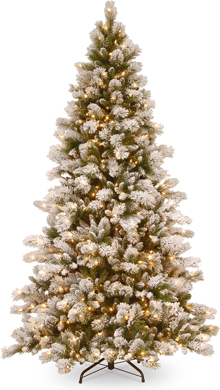 7.5' Westwood Snowy Pine Tree with 650 Clear Lights, Hinged