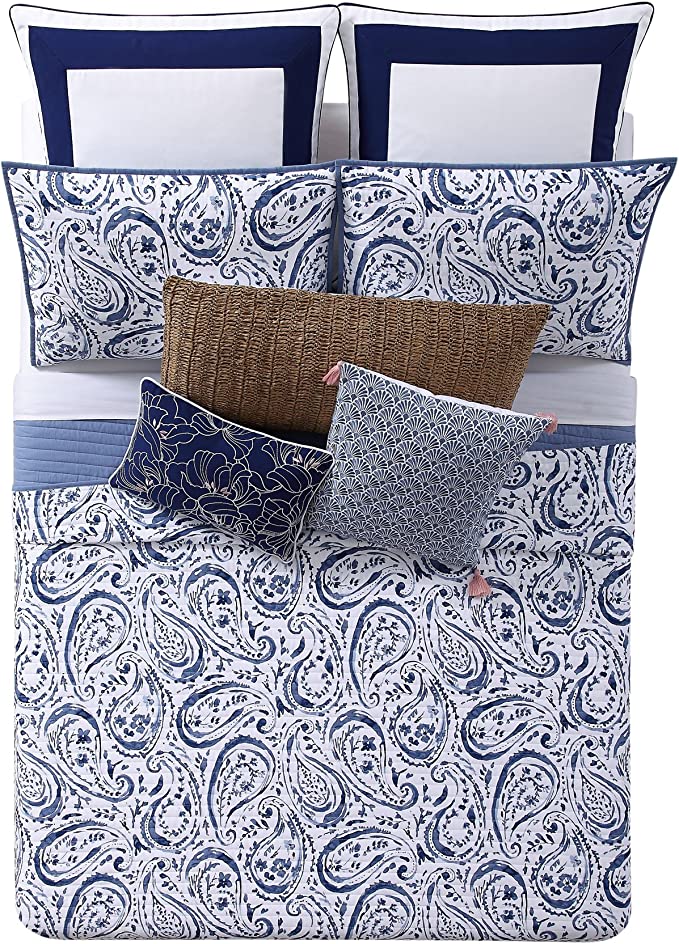 Indienne Paisley Cotton Quilt Set, Full/Queen, (Set of 3)