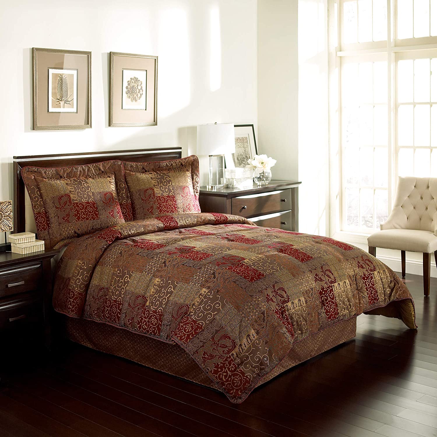 Croscill Galleria 4 Piece King Comforter Set, Red #CR2054