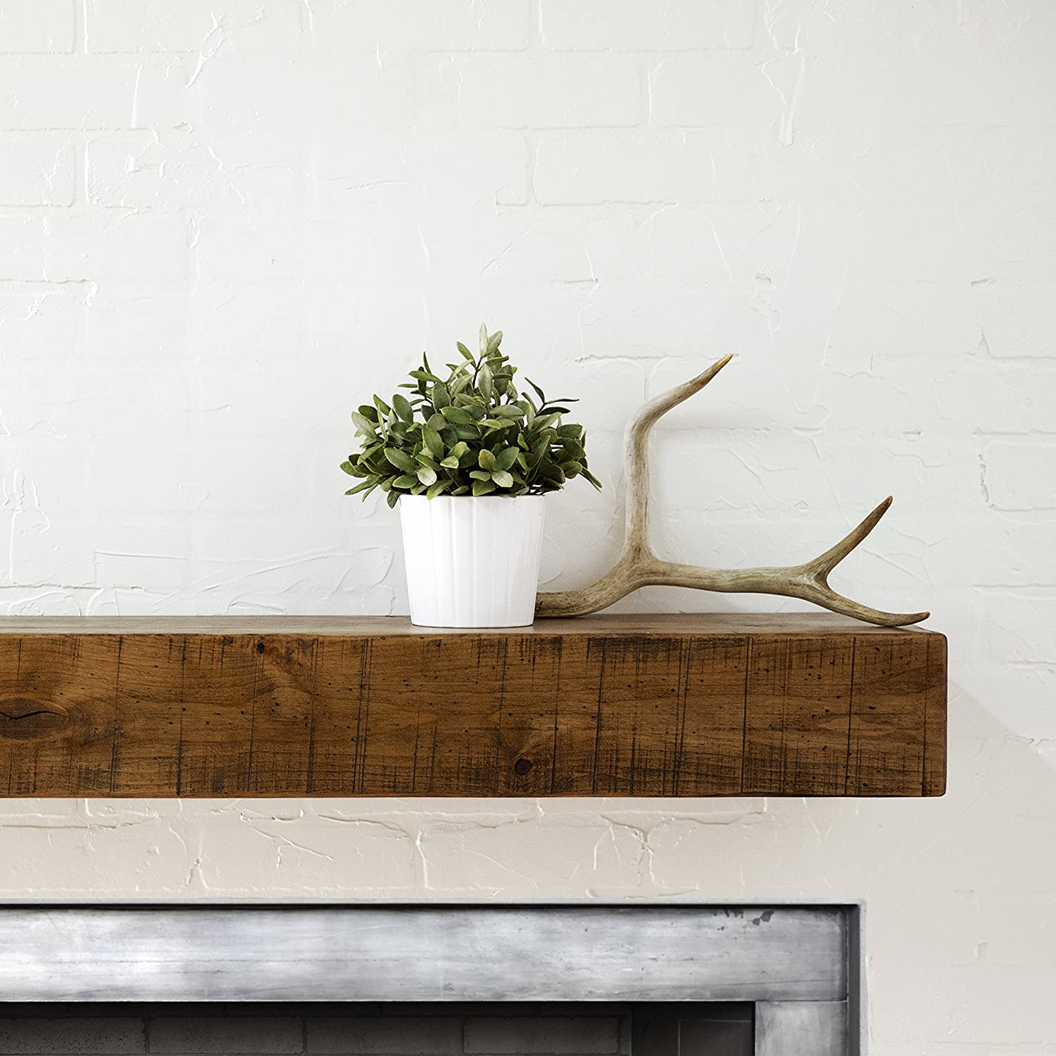 60" Rustic Fireplace Shelf Mantel, Aged Oak Stain (#K3113)