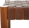 Safavieh Home Amalia  Dark Brown Leather Weave Bench Dr100