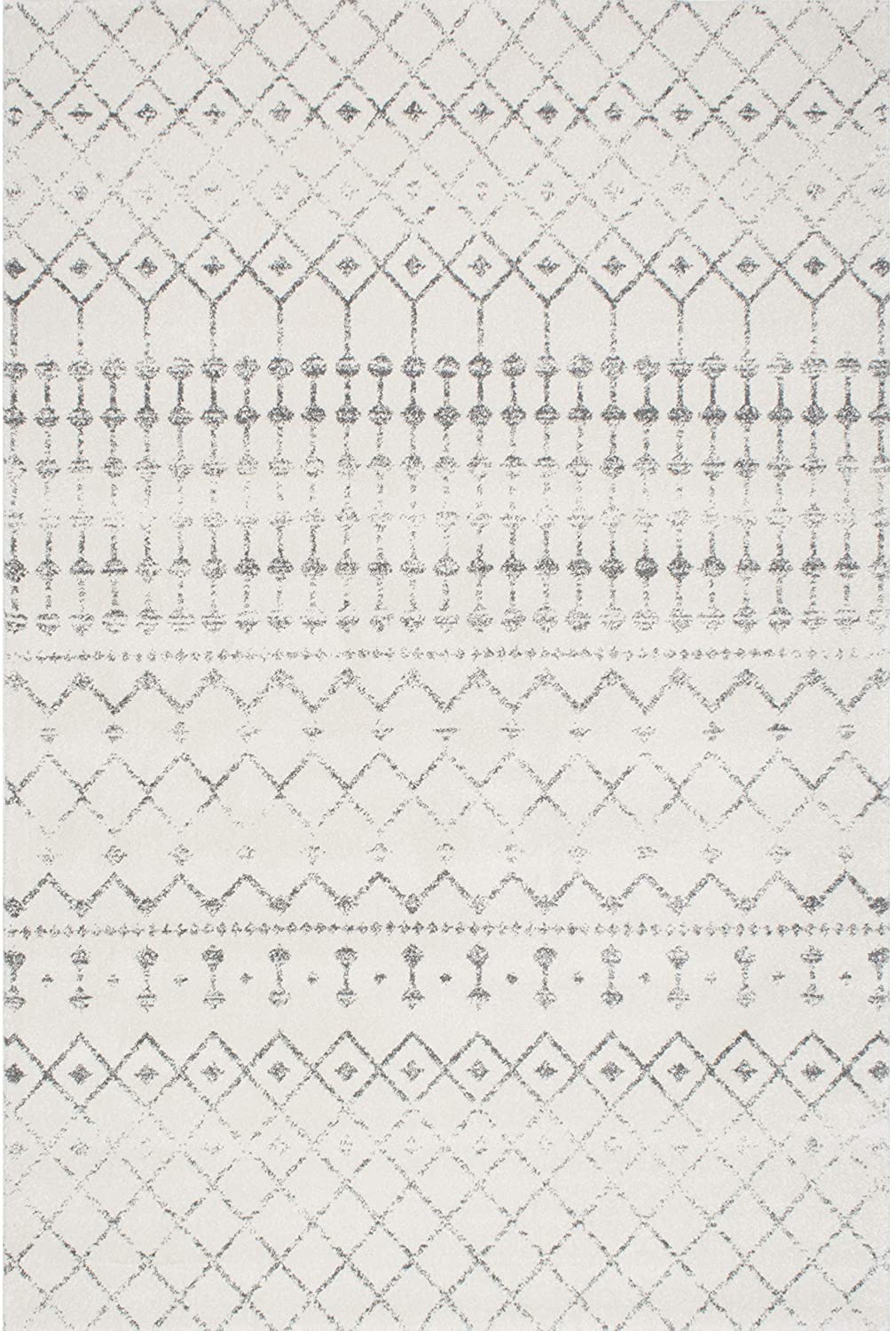 nuLOOM Moroccan Blythe Area Rug, 6' 7" x 9', Grey/Off-white