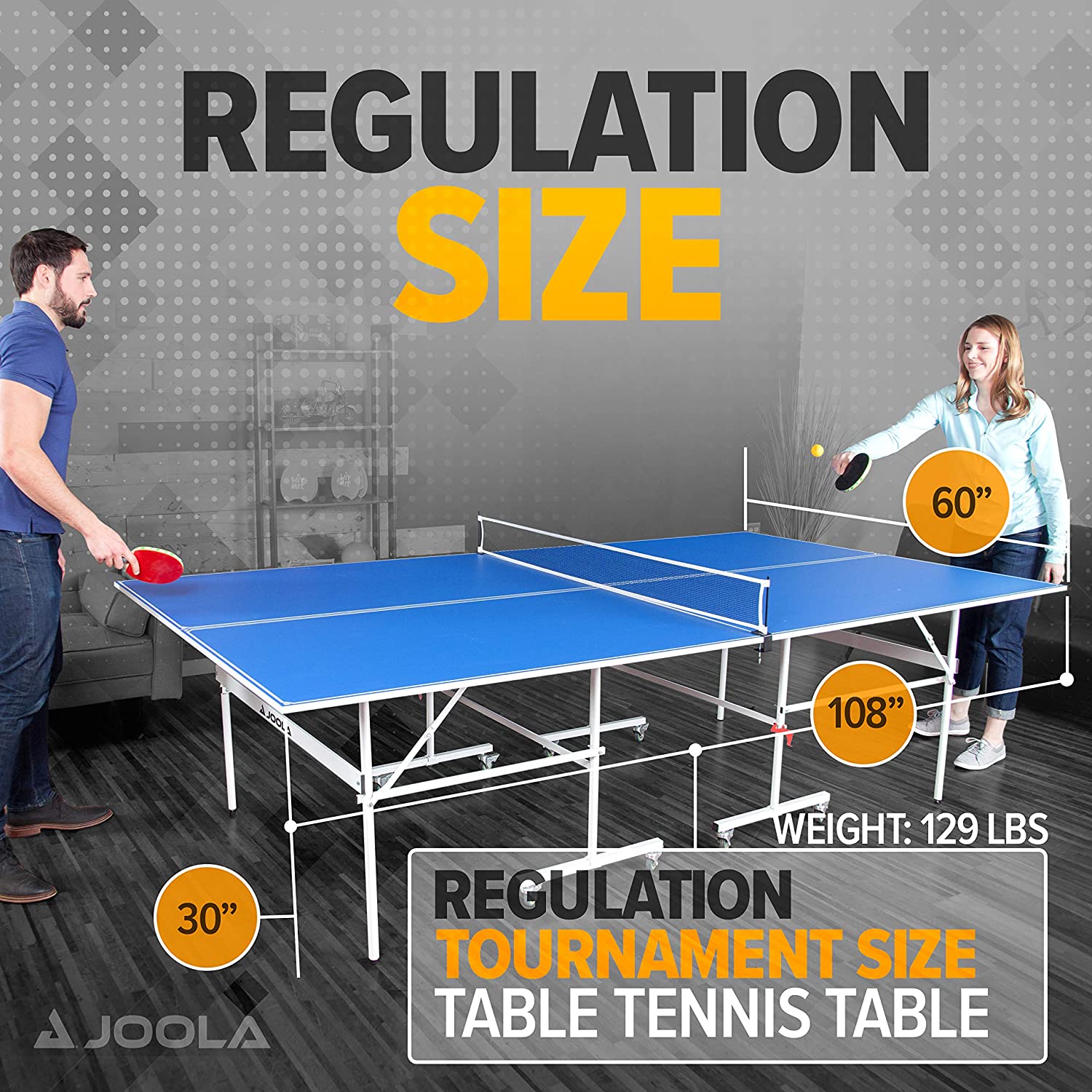 Indoor 15mm Ping Pong Table with Quick Clamp Ping Pong Net Set - Single Player Playback Mode - Regulation Size Table Tennis Table - Compact Storage Ping Pong Table