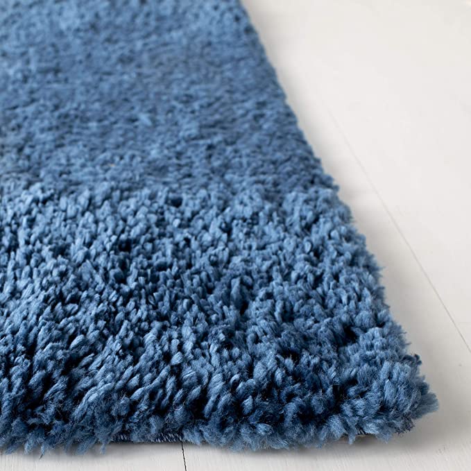 August Shag Collection AUG900N Solid 1.2-inch Thick Accent Rug, 2'3" x 4', Navy