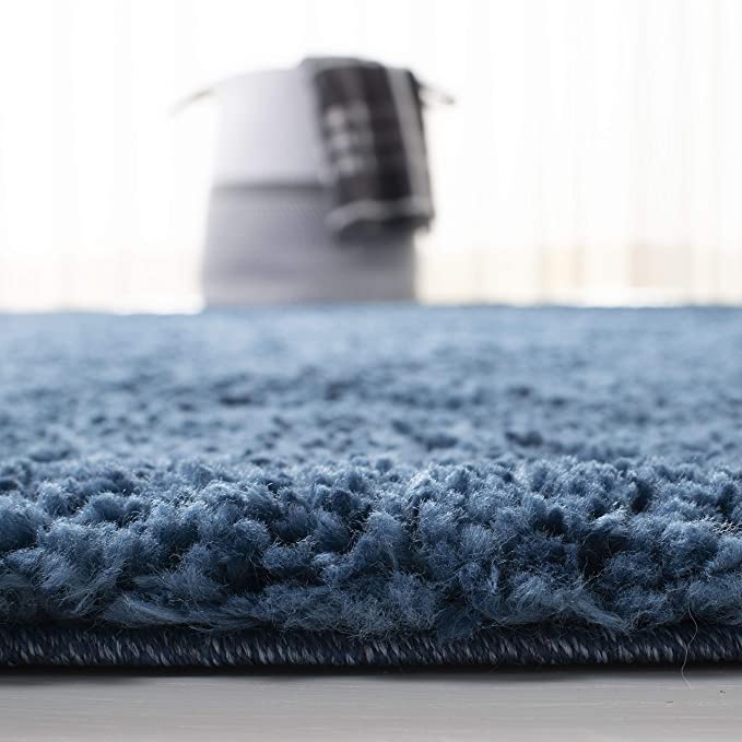 August Shag Collection AUG900N Solid 1.2-inch Thick Accent Rug, 2'3" x 4', Navy