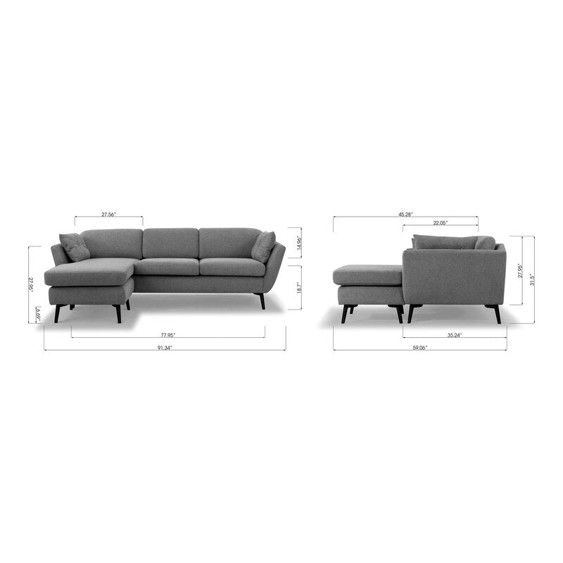 91" Wide Reversible Sofa & Chaise CL207