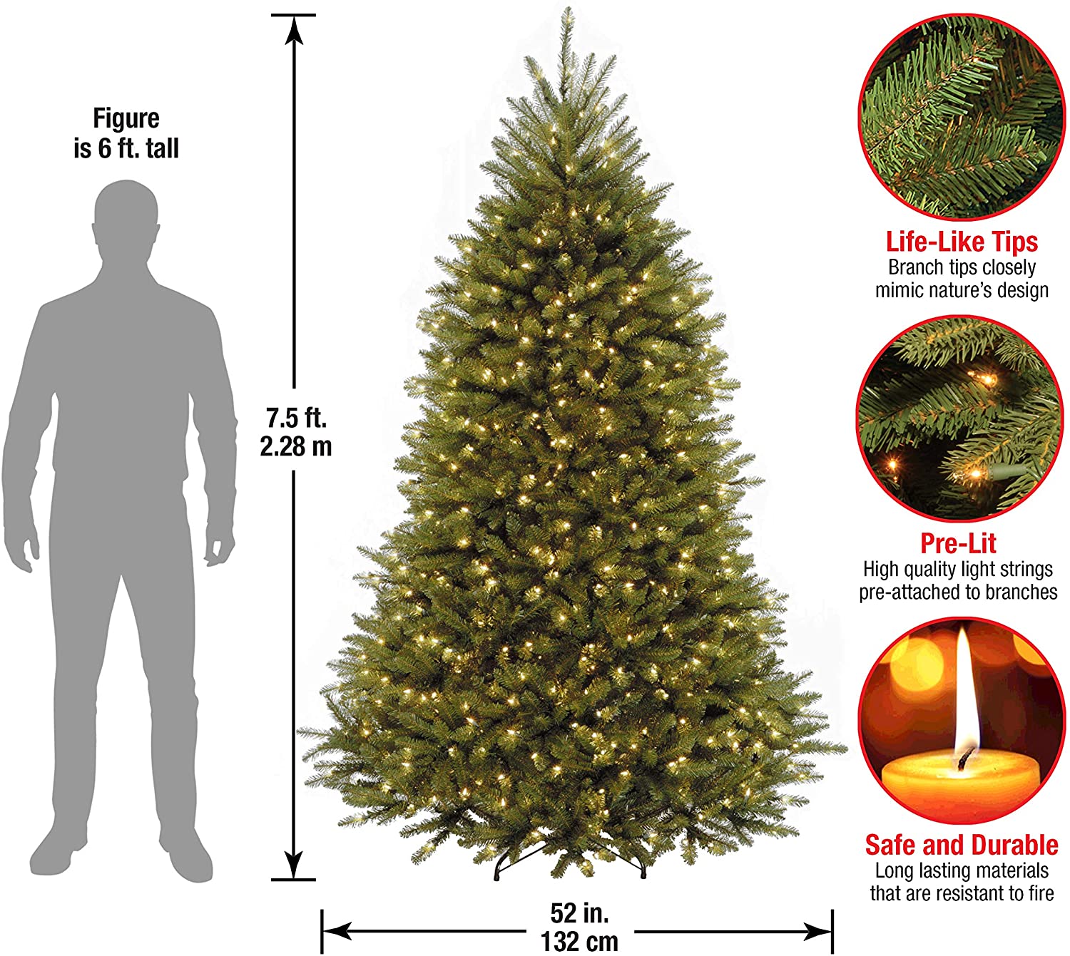 7.5' Dunhill Fir Artificial Christmas Tree with 600 Clear Lights (#K6275)