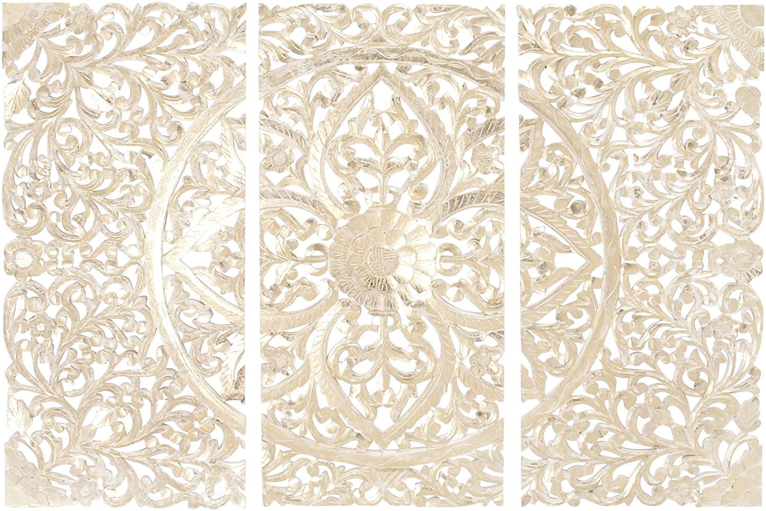 Benzara 30936 Wood Wall Panel, Set of 3, 66" W x 48" H, 3-piece set