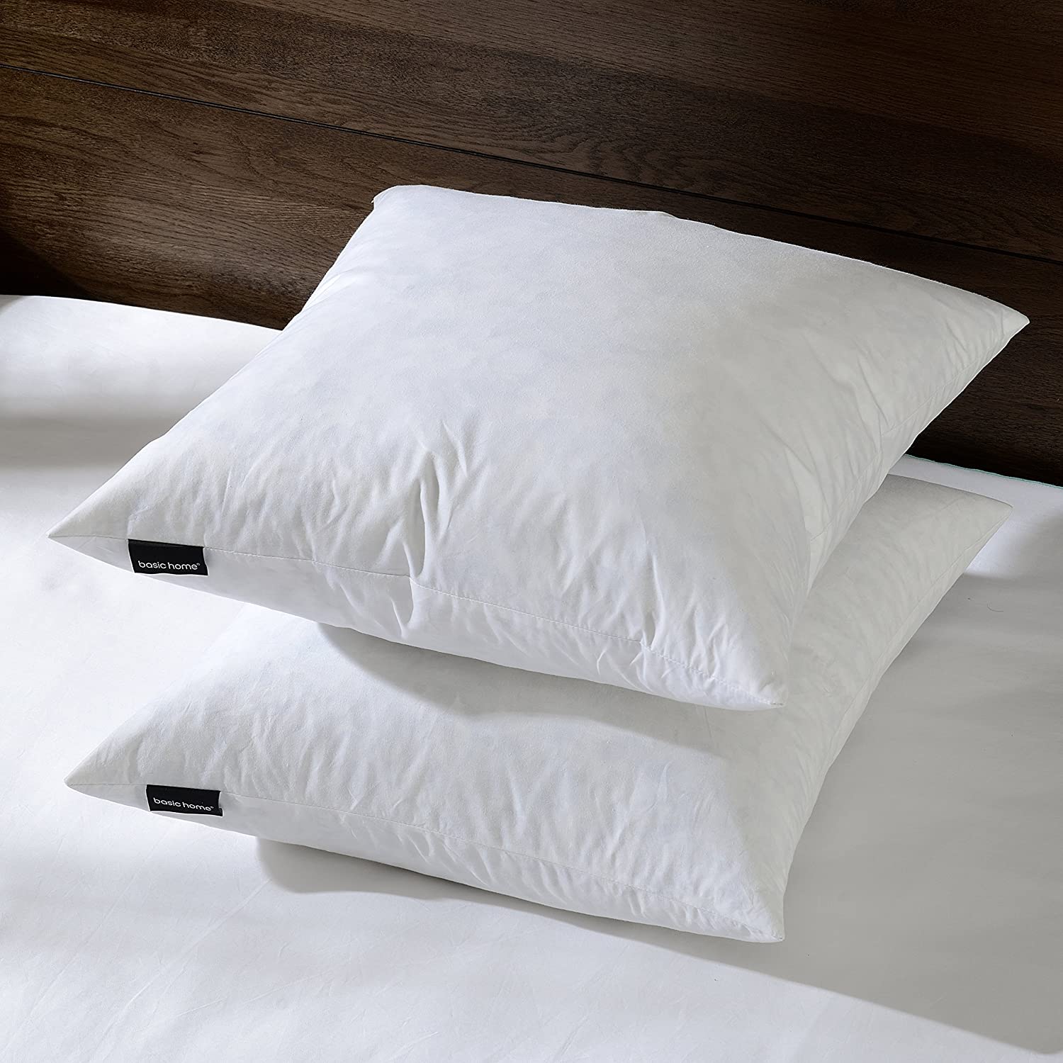 22x22 Decorative Throw Pillow Inserts-Down Feather Pillow Inserts-Square-Cotton Fabric-Set of 2-White