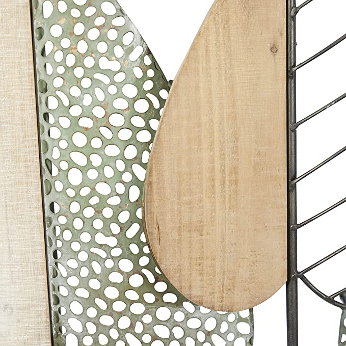 79 Modern Metal Leaves Wall Decor, 47" x 3" x 22", Brown