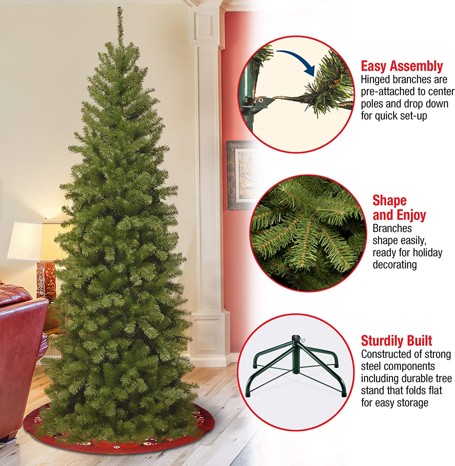 7' North Valley Spruce Pencil Slim Artificial Christmas Tree (#K5913)
