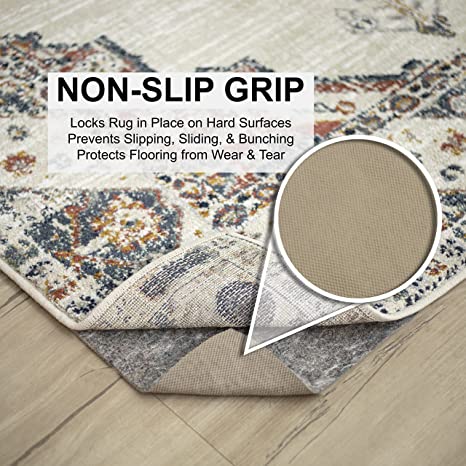 2' 6" x 8' Non Slip Rug Pad Gripper 1/4 Thick Dual Surface Felt + Rubber Gripper - Safe for All Floors