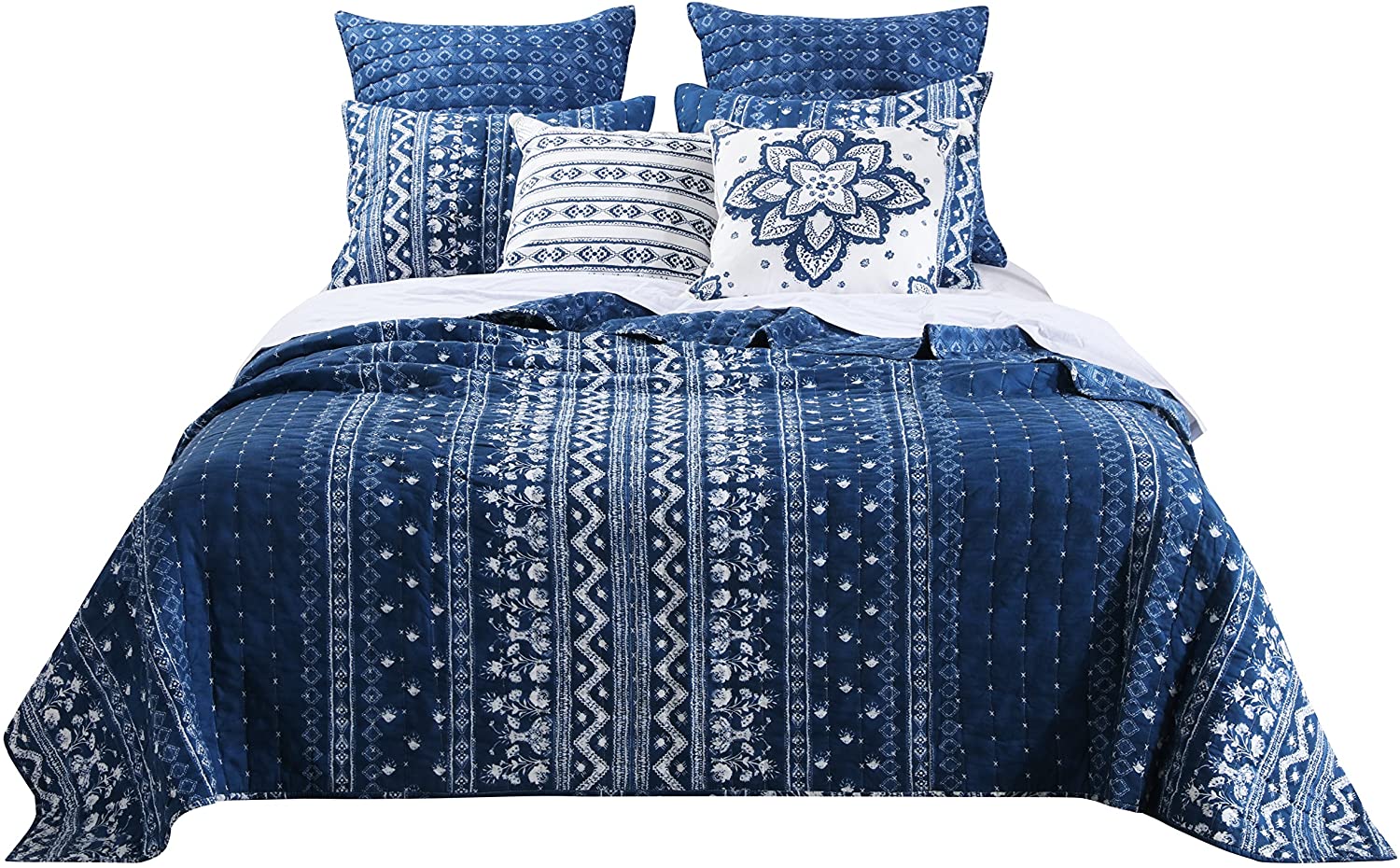 Barefoot Bungalow Embry Indigo, 3-Piece Full/Queen Quilt Set, Blue