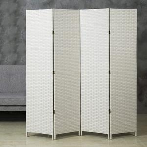 White Folding Wood Room Divider, 4-Panel SHB327