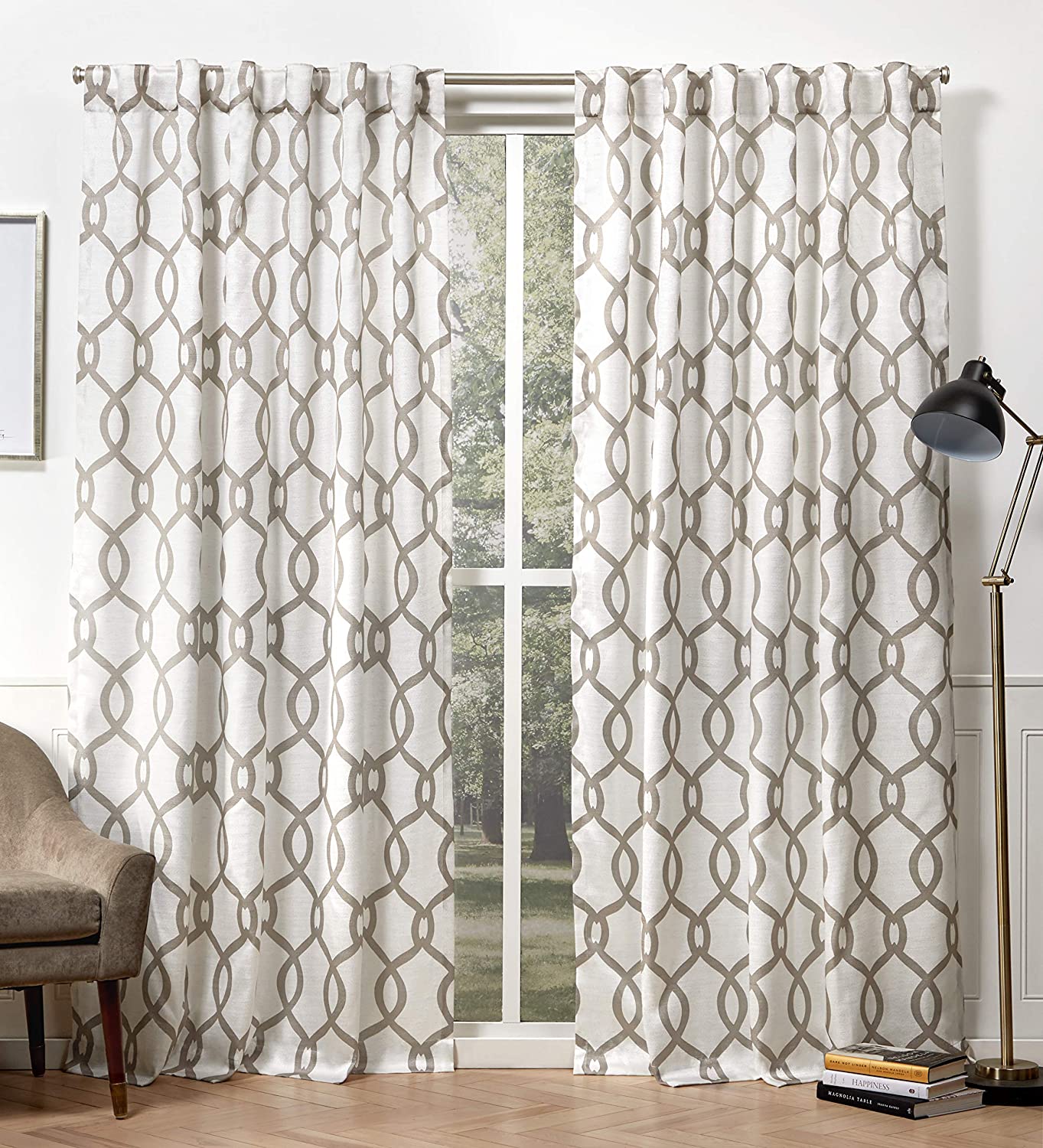Exclusive Home Curtains Kochi Hidden Tab Top Curtain Panel, 54x96, natural, 2 panels SC834