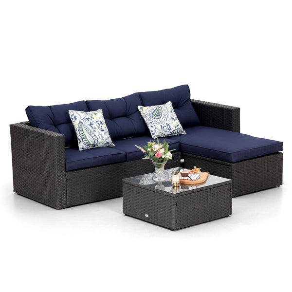 3-Piece Rattan Outdoor Sectional Sofa (2 boxes)