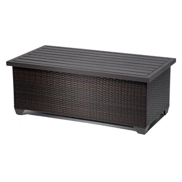 Barbados Outdoor Wicker Storage Coffee Table, Espresso (#K5058)