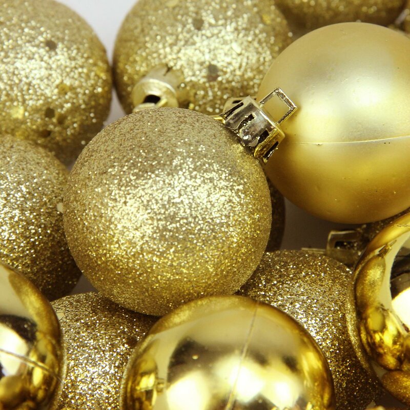 96ct Vegas Gold 4-Finish Shatterproof Christmas Ball Ornaments 1.5" (40mm)