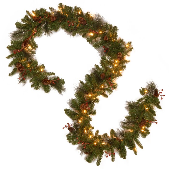 9' Crestwood Pre-Lit Garland with 50 Lights LX5584