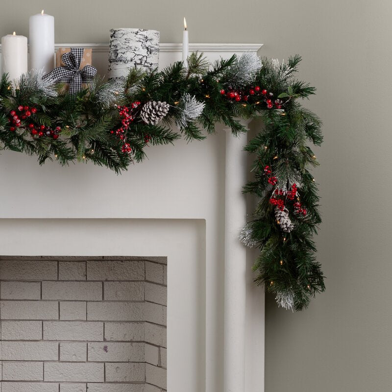 9' Berry Pre-Lit Garland with 70 Clear/White Lights