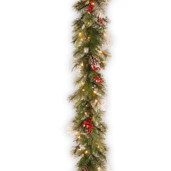 9' Berry Pre-Lit Garland with 70 Clear/White Lights