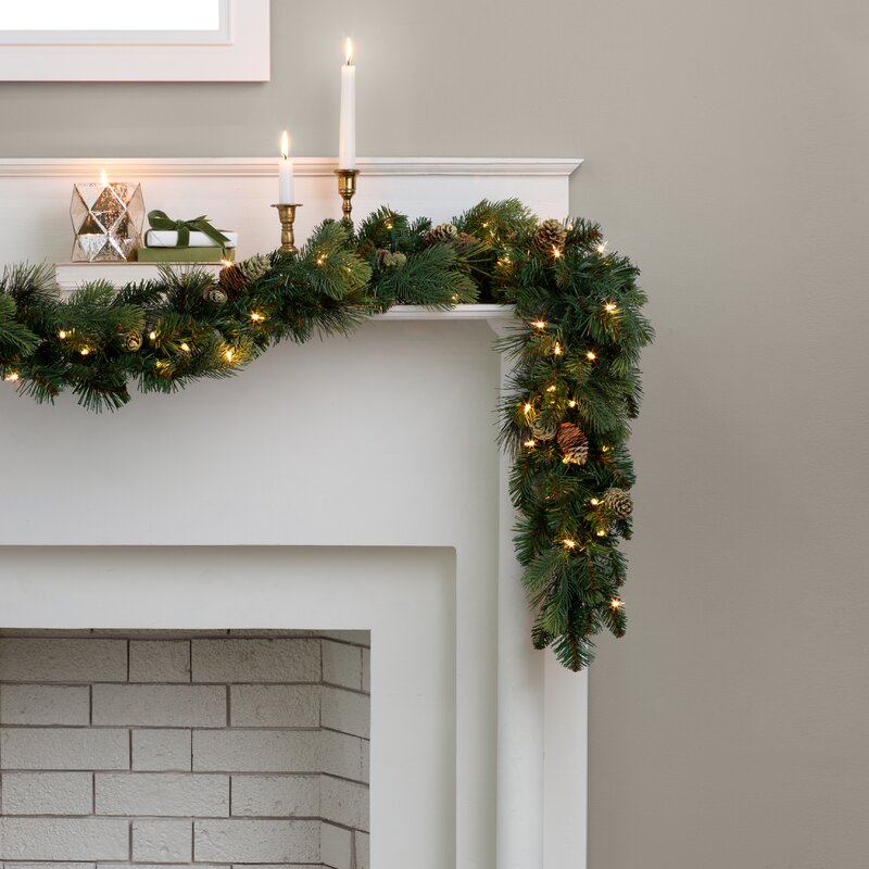9' Carolina Pine Pre-Lit Garland with 100 Warm Lights KB1338-A5-B1-P2