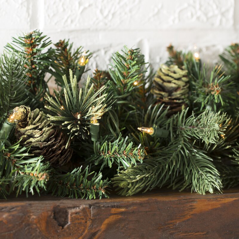 9' Carolina Pine Pre-Lit Garland with 100 Warm Lights KB1338-A5-B1-P2